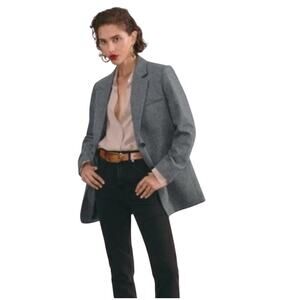 Everlane Grey Womens The Oversized Wool Blazer Jacket Wool Blend Herringbone, 2